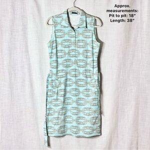 J McLaughlin Mini Chain Link Geo Sleeveless Dress L Preppy Coastal Nautical